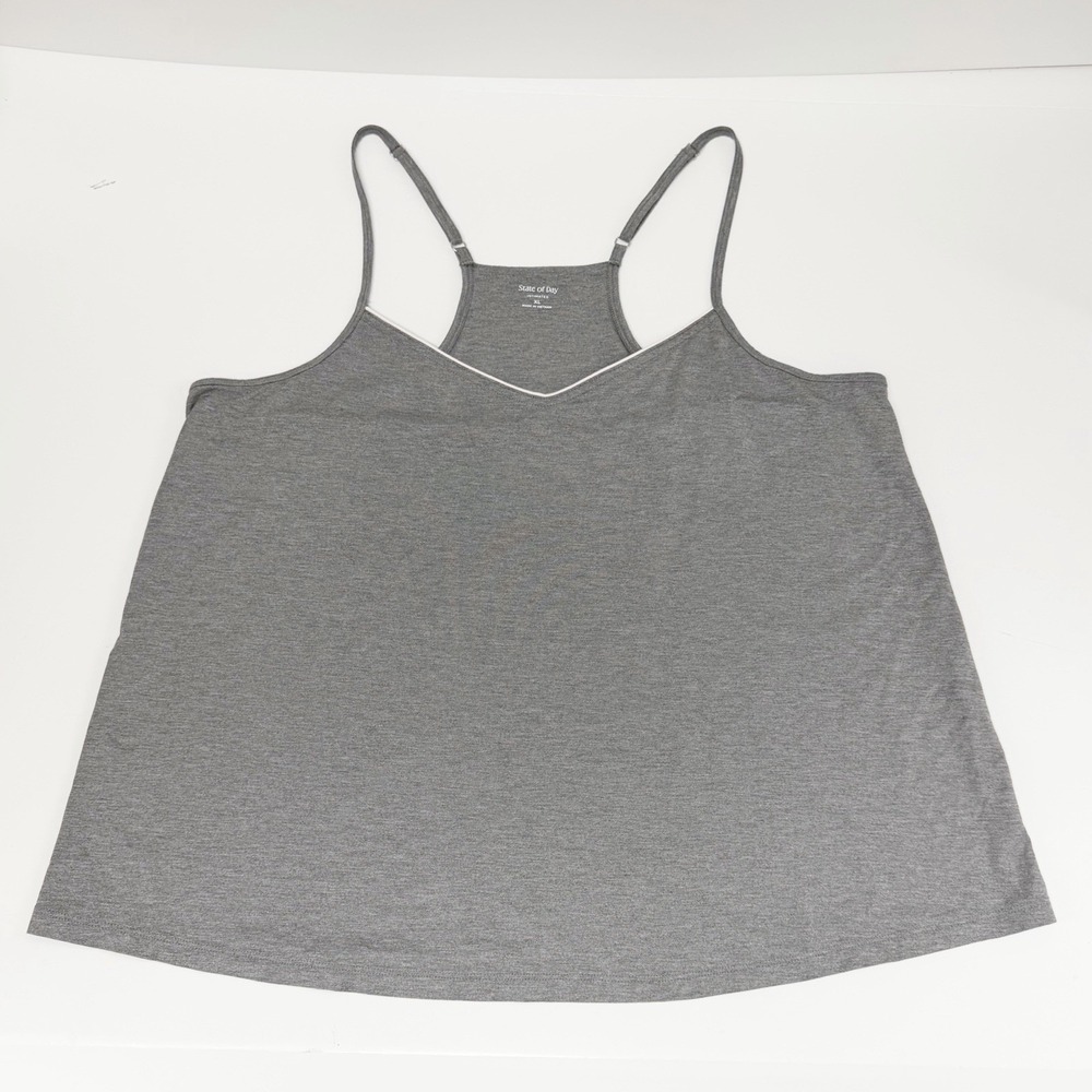 State of Day Shirt Womens XL Gray Racerback Camisole Tank Top NWT